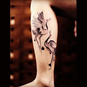 Awesome watercolour cranes tattoo #dreamtattoo #mydreamtattoo