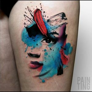 Really cool colorful paint strokes & portrait tattoo#dreamtattoo #mydreamtattoo