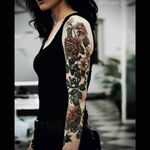 Awesome flowers & leaves sleeve tattoo #dreamtattoo #mydreamtattoo