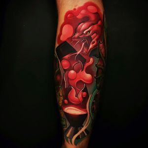 Cool red snake & lava lamp tattoo