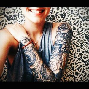 Cool black & grey sleeve tattoo#dreamtattoo #mydreamtattoo