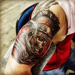 Tattoo color. By Alexandre Dallier. Warrior #dallier #tattoocolor #skull #caveira #arte #tattoodo #realism #blackandgray #blackandgraytattoos #warrior