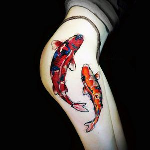 Sick watercolour red & orange koi fish tattoo#dreamtattoo #mydreamtatoo