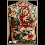Interesting black & grey realism war tattoo