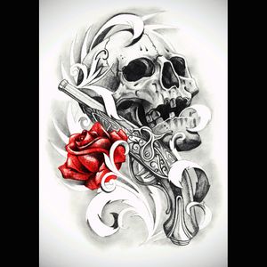 #dreamtattoo   #skull #rose #blackandwhitetattoo