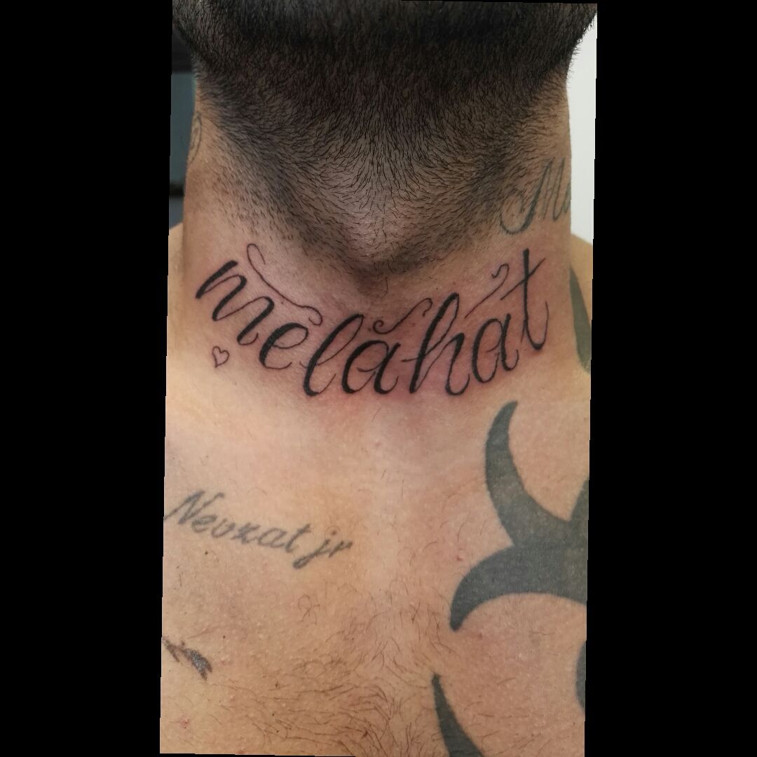 Lettering Neck tattoo by Kolby Chandler TattooNOW