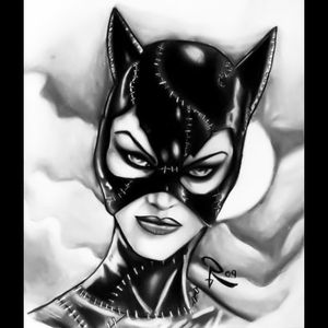 Catwoman I Drew back in 09 #Catwoman #sketch #photoshopfinish #blackngrey #robbygalvantattoo #thetattooshopcarlsbadnm