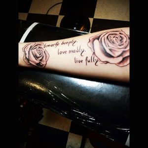 The starting to a half sleeve. #quote #roses #halfsleeve #ink #tattooed #inkedcanadian