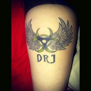 My very first tattoo. #rememberancetattoo #rip #ripdane #wings #biohazard #initials