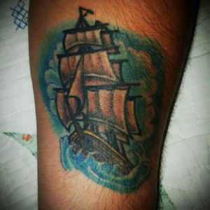 Wicked Ship in memory of my grandfather who had one similar himself. Made by Allain Leiva from "Tattoo Sufro Costa Rica"