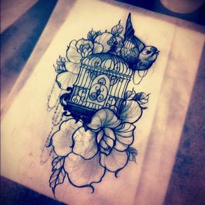 One tattoo I thought of getting#birdcage  #floral #sketch