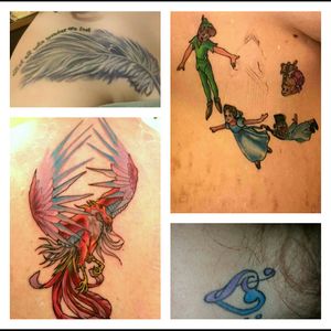 These are all 4 of my tattoos  all done by the same person. I can't wait to get more! #tattooaddict #love
