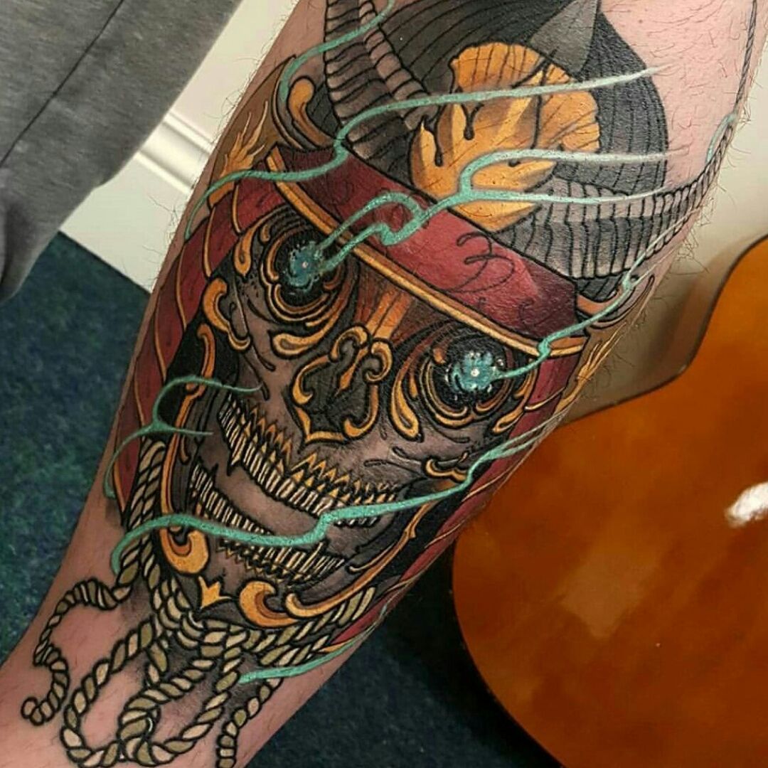 samurai skull mask tattoo