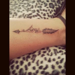 My first tattoo #away #arrow #feather #france