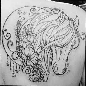 Session 1: Outline of the memorial for my childhood pony. I can't wait to have the color finished.