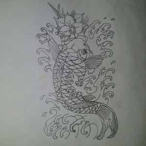 It startede With the floder and then i remembered that i had seen a koi that i liket so i made it#dreamtattoo