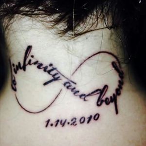 My "buzz lightyear tattoo" according to my son :) #toinfinityandbeyond #necktattoo #neck #tattoo #blackAndWhite #girlswithtattoos