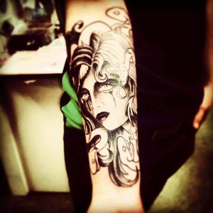 First session on my Medusa :-) I love going to a great artist with a rough idea and seeing their creative talent come to life on my arm :-)