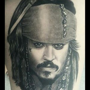 Healed Captain Jack Sparrow portrait by me @djwtattoos