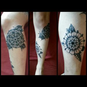 #selftattoo#lowerleg#mandalas#geometricflower#tattooaddict