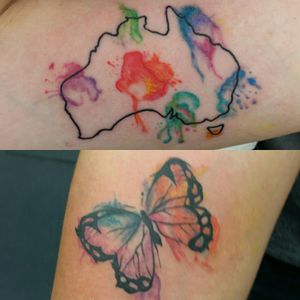 Watercolor tattoos done for aome loverly clients #watercolor #Australia #butterfly