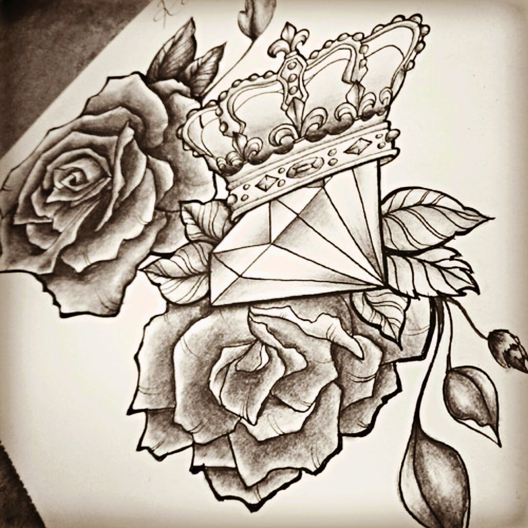 roses heart diamond design tattoo idea inklemonette ink instatattoo  instaink blackandwhite na  Diamond tattoo designs Diamond tattoos Tattoo  designs