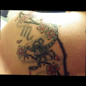 I've had the Scorpion since 1990, added the flowers and symbol about 3 yrs ago. Had the branch added and flowers and scorpion re-inked last year. I'm a Scorpio and the flowers are the beloved children in our lives. Thank you to their parents for letting us share in their lives.
