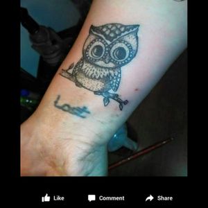 My imperfect owl tattoo represents the innocence we are all born with but that tends to leave us as we grow. And my lost tattoo was my first tattoo its crappy but still holds meaning for me and I'll never cover it. At some points in out life we are both lost and found, I haven't found myself fully yet so I continue to be lost