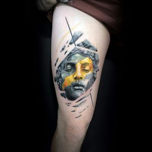 Artistic & realistic statute portrait with colour tattoo#dreamtattoo #mydreamtattoo