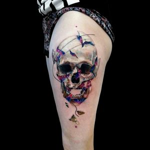 Sick fragmented realistic skull with universe/galaxy tattoo #dreamtattoo #mydreamtattoo