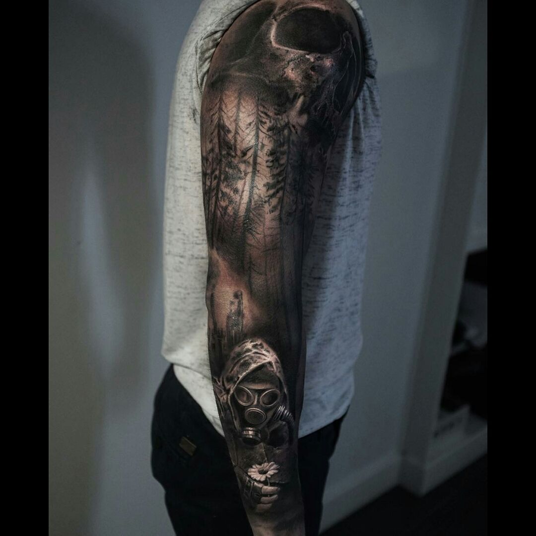 Tattoo uploaded by Orla • Cool full leg sleeve black & grey tattoo  #dreamtattoo #mydreamtattoo • Tattoodo