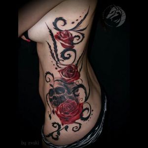 If i were to win i would want something like this beautiful floral skull side tattoo. #dreamtattoo