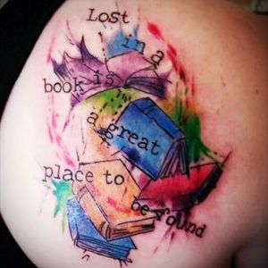 Lost in a book is a great place to be found #booklover #watercolor #rightshoulder #books #quote