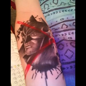 #batman #forearm #tattoo #blackandgrey #red #thedarkknight #trash