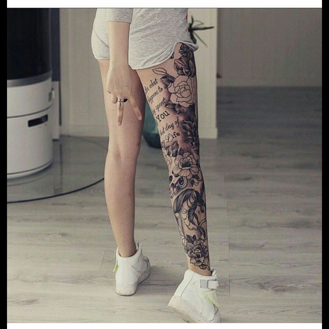woman leg tattoo  Leg tattoos women Full leg tattoos Tattoos