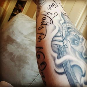 Time waits for no one. Make sure to not waist yours!!.#forearm#forearm tat#half#tattoolyfe#tattoolyfe#addictedtotats#tattoosforlife