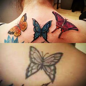 My first every tattoo. Got it done when i was 17 and last year i had it revamped. So pleased with it. #butterflytattoos #butterfly  #butterflytattoo