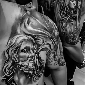 Religion By Alexandre Dallier #blackandgraytattoos #dallier #arte #art #arts #tattoorealism #tattooing #tatuagem #tattoos #ink #god #surrealism #working