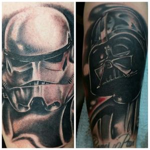 The darkside............Storm trooper (upper left leg) Vader (left forearm)