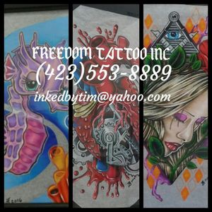 Plenty more new school designs to choose from come by and see me at Freedom Tattoo!!!