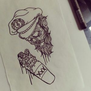 Diseño para próximo tattoo capitán bien loco!!!🌊⚓