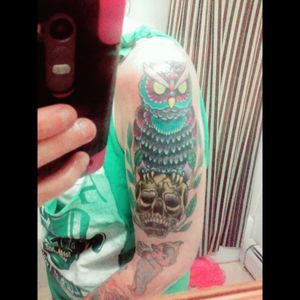 Fresh ink on my owl.. #inkedmomma #colorsleeve