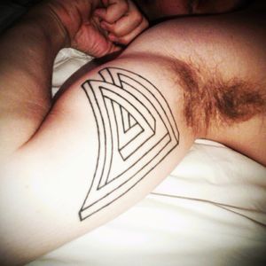 #firsttattoo #abstract #abstracttattoo #triangle #geometric #ImpossibleGeometry #blackworktattoo #bicep #iwantmore