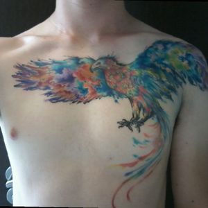 My Phoenix tattoo healed#watercolor #tattoo #Phoenix