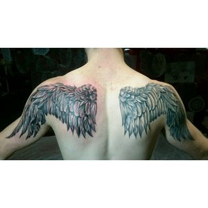 Wings on back black and grey