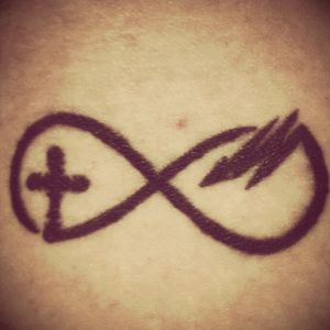 My first ever tattoo, done in 2013 #infinity #cross #thunder #lightning