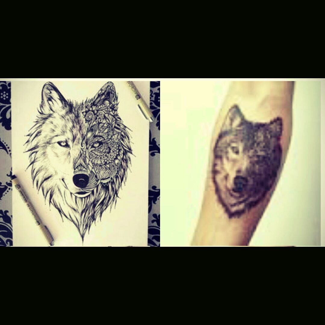 Tattoo uploaded by Ana Marie • #animaux #tigre #loup #rose #bras