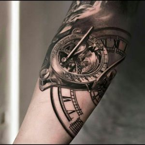 Absolutely awesome black & grey super realism clock dial tattoo#dreamtattoo #mydreamtattoo