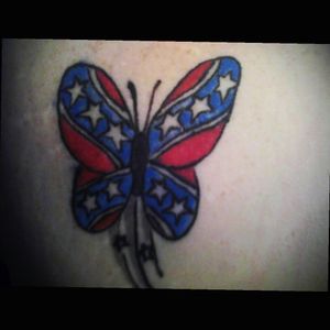 Left shoulder. Done in memory of my brother. He loved the Confederate flag and I absolutely love butterflies. To win the trip to meet you and have you do your amazing work for me is a once in a lifetime dream come true! And I really want some kind of tattoo to do with type 1 diabetes and butterflies. My son is a type 1 and I love butterflies because they symbolize the way something ugly can always turn into something beautiful. I have found a few ideas that I like. But that need a master's touch. 😉 #amijames #dreamtattoo