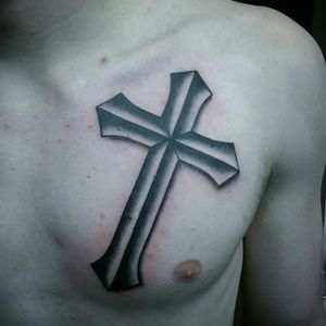 I really dig when the client lets me do things a little differently #cross #religioustattoo